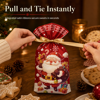 📢📢50% DE RÉDUCTION !! ⏰ Sachets Cadeaux de Noël à Cordon avec Ruban