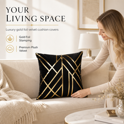 📢📢50% DE RÉDUCTION !! ⏰ Housse de Coussin Style Européen Classique À Dorure 45x45cm – Décoration Canapé (Coussin Non Inclus)