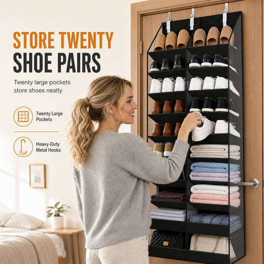 🚪👟 Organiseur Mailles à Suspendre sur Porte | Rangez Vos Chaussures en Quelques Minutes📌