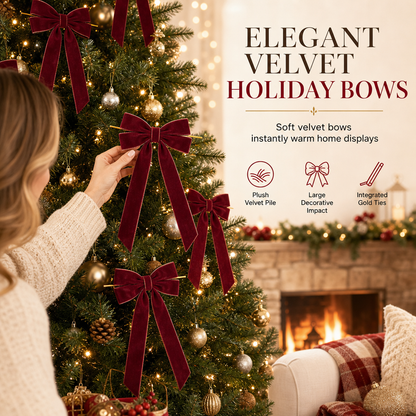 Large Velvet Christmas Bows for Christmas Tree and Holiday Party Decoration