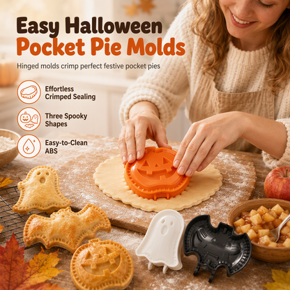 ⏳ Offre limitée −50% ⏰ Moules à Chaussons Halloween Forme Citrouille, Fantôme et Chauve-Souris – Plateaux Plastique PP et Assiettes Snack Décoratives