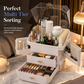 Large Capacity Dustproof Plastic Makeup Organizer Desktop Cosmetics Storage Box for Bedroom