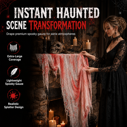Halloween Creepy Cloth Gauze Hanging Decoration 215 x 500 cm Large Fabric Prop for Haunted House and Party Scene Layout