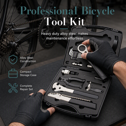 🚲 50% DE RÉDUCTION! 🧰 Kit de réparation vélo – Avec boîte de rangement ✨