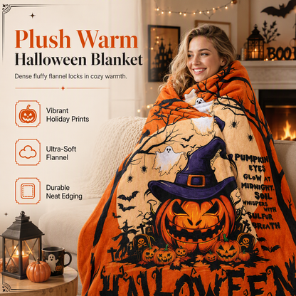 🎃 −50% ! ✨ Plaid Flanelle Halloween Tête de Mort Rétro – Douceur Veloutée Moelleuse, Impression Numérique Effrayante & Bords Double Couture – Chaleur & Confort Maison & Sieste 🛋️