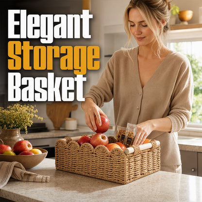 ⏳🔥LIMITED-TIME 50% OFF! ⏰Woven Storage Basket with Wooden Handles📦