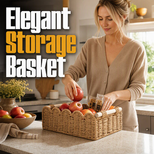 ⏳🔥 OFFRE LIMITÉE −50% ! ⏰ Panier de Rangement Tressé avec Poignées en Bois📦