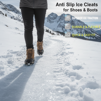 🧊🥾 Crampons antidérapants à 18 pointes – À enfiler sur les chaussures pour la neige et le verglas