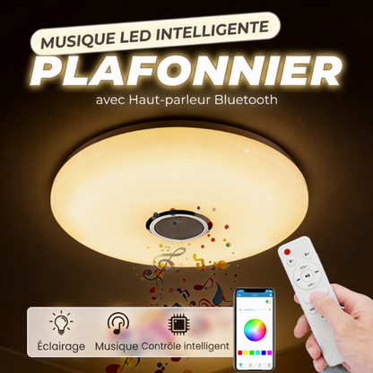 Plafonnier LED intelligent à musique avec haut-parleur Bluetooth