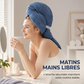 💧🧖 Serviette de Séchage pour Cheveux en Microfibre – Douce, Absorbante et Maintenue par Élastique