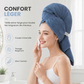 💧🧖 Serviette de Séchage pour Cheveux en Microfibre – Douce, Absorbante et Maintenue par Élastique