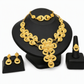 ⏳ OFFRE LIMITÉE −50% ! ⏰ Parure de Bijoux de Mariée Plaquée Or 24K | Style Dubaï & Indien | Collier, Bracelet, Bague & Boucles d’Oreilles pour Femme💩💍📿