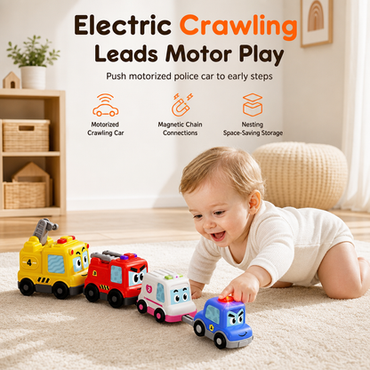 ⏳🔥 OFFRE LIMITÉE −50% ! ⏰ Coffret 4 Voitures Magnétiques Électriques avec Sons & Lumières – Voitures À Empiler et À Ramper pour Bébés & Tout-Petits
