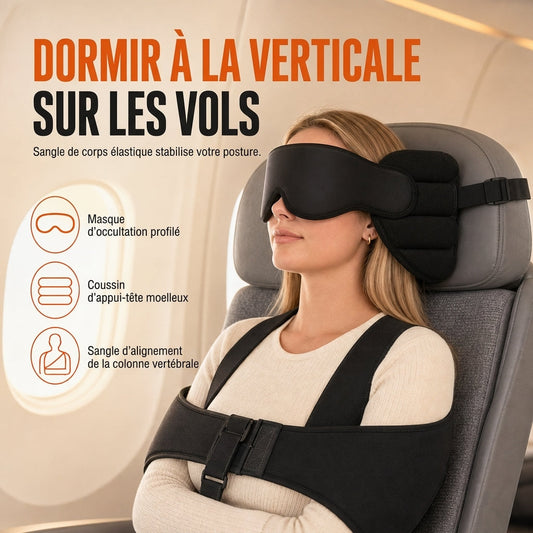 😴 PROMO FLASH : 50% DE RÉDUCTION ! Ensemble Oreiller de Voyage Mémoire de Forme et Masque de Sommeil 3D – Sangles Réglables & Design Ergonomique for un Repos Confortable en Avion, Train et Voiture 🧸✨