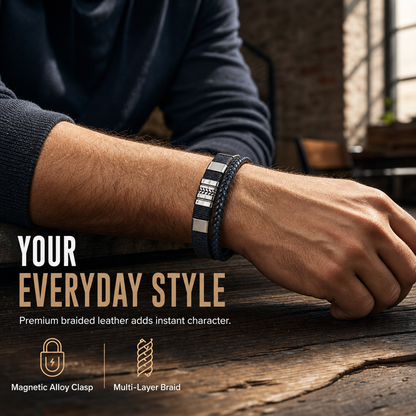 🔱 PROMO FLASH : 50% DE RÉDUCTION ! Bracelet Rétro en Cuir Tressé pour Homme – Fermoir Magnétique à Motif Épi de Blé for un Style Masculin Élégant au Quotidien ✨