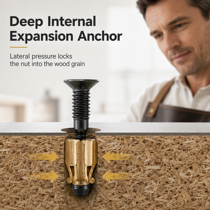 Cabinet Door Hinge Base Pre Embedded Expansion Nut and Bolt Screw Set for Furniture Hardware