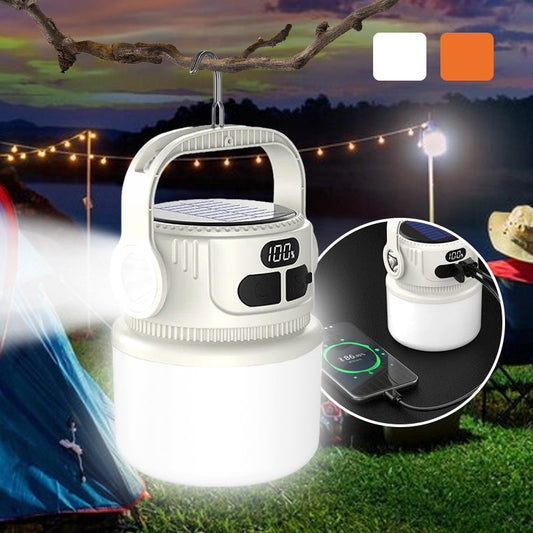 ⏳🔥 OFFRE LIMITÉE −50% ! ⏰ Lampe de Camping Solaire LED – Charge Solaire & USB, 6 Niveaux, Affichage LCD