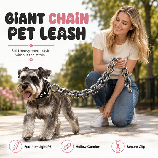 ⏳🔥 OFFRE LIMITÉE −50% ! ⏰ Laisse Géante Drôle en Chaîne pour Animaux – Légère & Effet Métallique Humouristique
