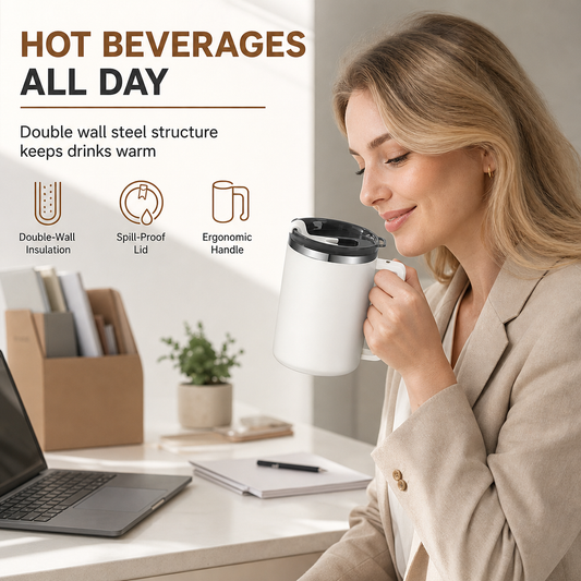 ⏳🔥 OFFRE LIMITÉE −50% ! ⏰ Mug Isotherme Double Paroi Inox 304 avec Couvercle – Tasse À Café Incassable & Tumbler