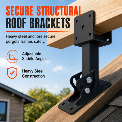 🔧 PROMO FLASH : 50% DE RÉDUCTION ! Support de Fixation de Toit Réglable pour Pergola et Poutre de Terrasse – Acier Renforcé & Inclinaison Ajustable for une Installation Robuste en Extérieur 🏡✨