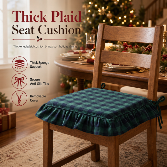 ⏳ Offre limitée : -50 % ⏰ Coussin de chaise à carreaux de Noël, épais et antidérapant, housse à volants amovible et lavable 💺