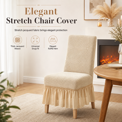 🪑 PROMO FLASH : 50% DE RÉDUCTION ! Housse de Chaise Extensible en Jacquard avec Jupe à Volants pour Rafraîchir votre Salle à Manger ✨