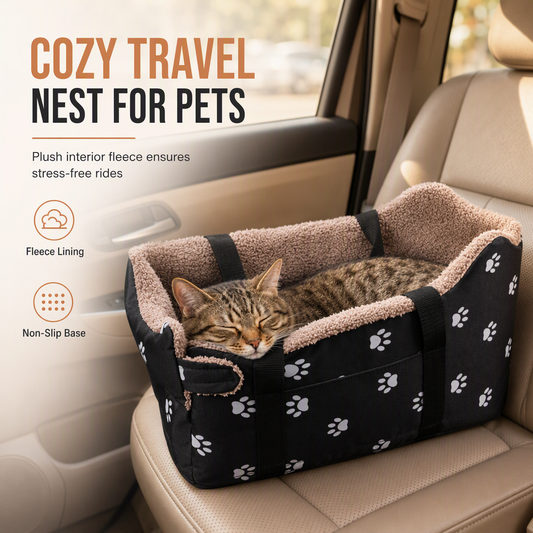📢📢 -50 % !! ⏰ Sac de transport et panier de voyage pour chat en peluche chaude, motif empreintes de pattes et structure anti-affaissement