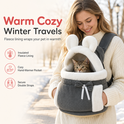 🐾 Offre limitée ! 🔥 Sac de transport pour animaux doublé en polaire 🎒 Gardez votre chat au chaud et près de vous lors de vos sorties fraîches d’automne et d’hiver ✨