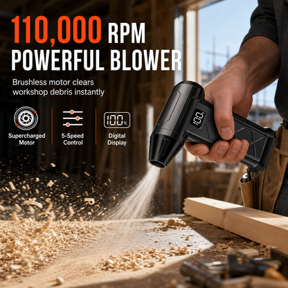 💨 50% DE RÉDUCTION! ⚡ Mini souffleur turbo sans fil – 110 000 tr/min, moteur brushless & LED ✨