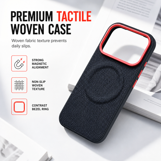 📱 Offre limitée : -50 % ! Coque magnétique tissée à finitions dorées – Antidérapante et antichoc