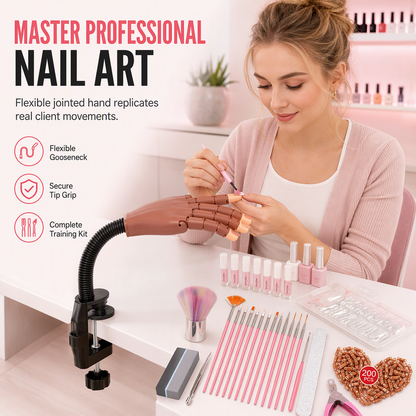 ⏳🔥 Offre limitée : -50 % ! ⏰ Kit professionnel de 15 pièces avec main d’entraînement et outils de décoration des ongles pour la formation et le salon