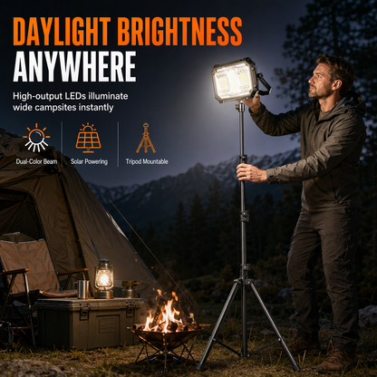 🔦✨ PROMO FLASH : 50% DE RÉDUCTION ! Lampe de Camping Solaire LED Ultra Puissante & Rechargeable avec Trépied – Double Alimentation Solaire/Type-C, Fixation Magnétique & Étanchéité IP66 for un Éclairage Fiable Partout ✨
