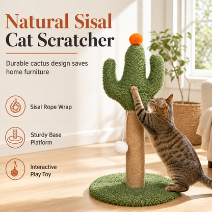 🌵 50% DE RÉDUCTION! 🐱 Arbre à chat cactus en sisal – Griffoirs, condo & plateforme ✨