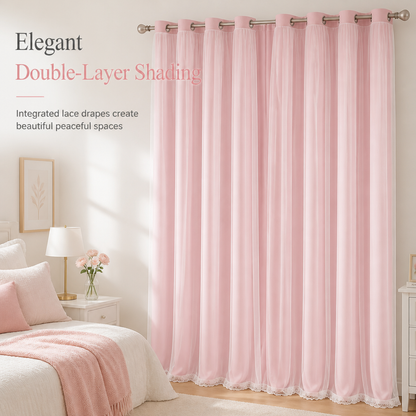 🔥 -50 % !! 📢✨ Rideau occultant double épaisseur avec voilage superposé et œillets, pour chambre et chambre d’enfant 🌙