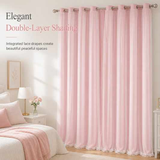 🔥 -50 % !! 📢✨ Rideau occultant double épaisseur avec voilage superposé et œillets, pour chambre et chambre d’enfant 🌙