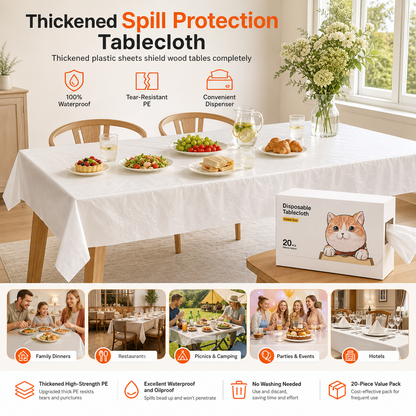 ⏳ -50 % pour une durée limitée ⏰ Nappes transparentes jetables en plastique (20 pièces) 🛡️🍨