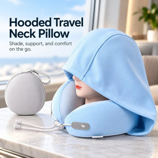 ⏳ -50 % pour une durée limitée ⏰ Coussin de voyage cervical à capuche avec pochette de transport 😴💺