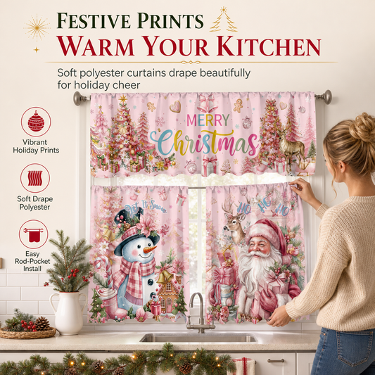 📢📢 -50 % !! ⏰ Ensemble de rideaux de Noël pour la cuisine