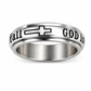 🌸 -50 % maintenant ! 🌸 Bague tournante argentée en acier titane avec gravure « God Is Within Her She Will Not Fall » (Dieu est en elle, elle ne tombera pas)