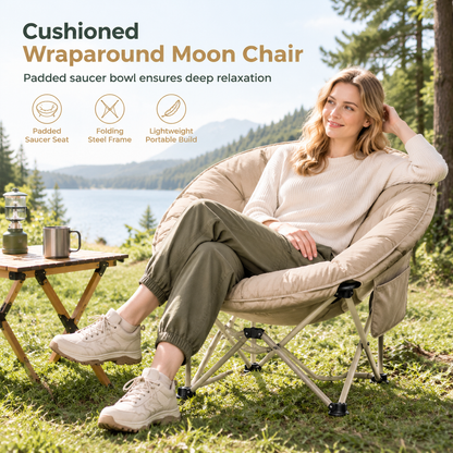 ⛺ Fauteuil lune portable : rembourrage de 5 cm, enveloppant et pliable