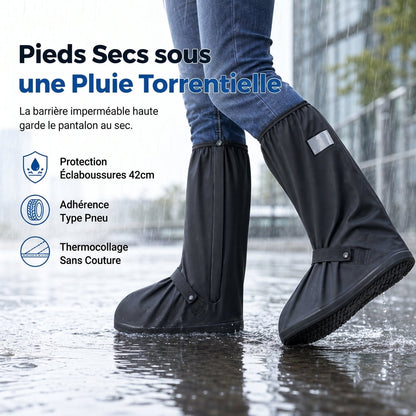 🌧️ Offre limitée : −50 % ! 👢 Surchaussures de pluie montantes imperméables en PVC, semelles antidérapantes, protection de 42 cm et bandes réfléchissantes 👟