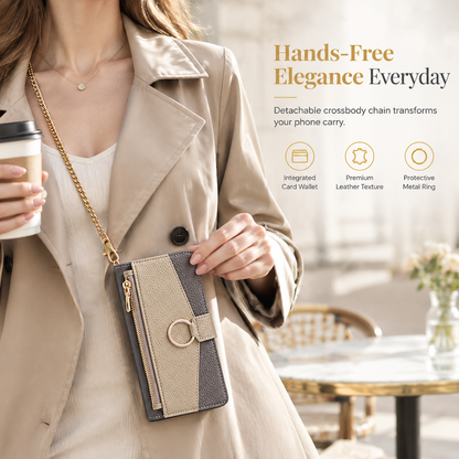 📱 -50 % ! ✨ Coque portefeuille élégante à bandoulière avec emplacements pour cartes et béquille 👛
