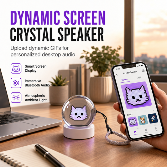 📢📢 -50 % !! ⏰ Enceinte boule de cristal à écran personnalisable : Bluetooth, éclairage LED, affichage de photos et de GIF