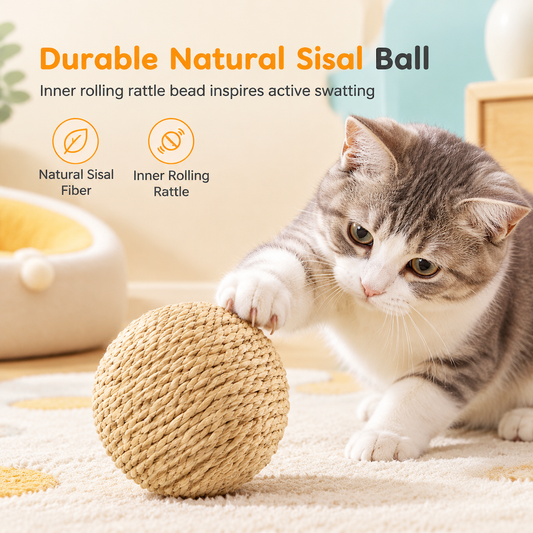 Balle en sisal durable et résistante aux morsures pour chats et chatons