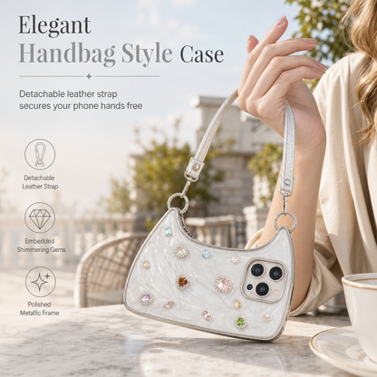 📱 -50 % ! ✨ Coque de téléphone élégante en résine époxy avec strass et pierres décoratives scintillantes en relief et dragonne