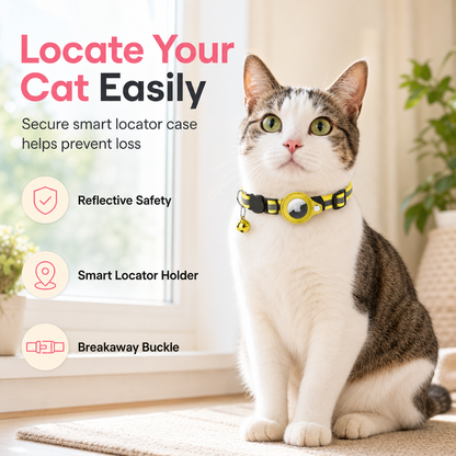 📢📢 -50 % !! ⏰ Collier réfléchissant pour chat avec traceur de localisation intelligent étanche