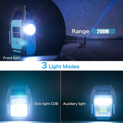 Lampe de travail portable à LED COB, rechargeable par énergie solaire et USB